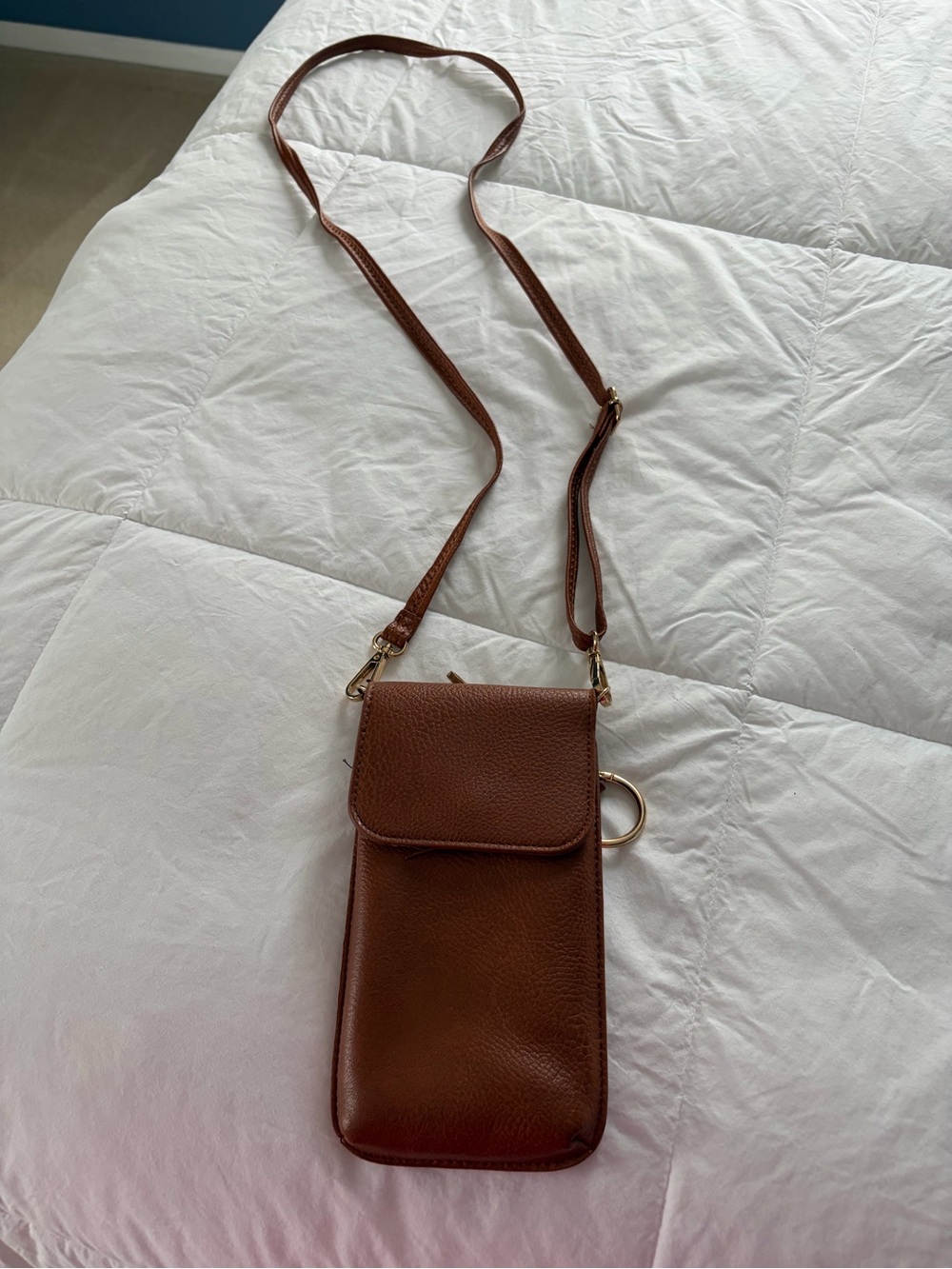 Brown Leather Crossbody Phone Pouch - Unbranded